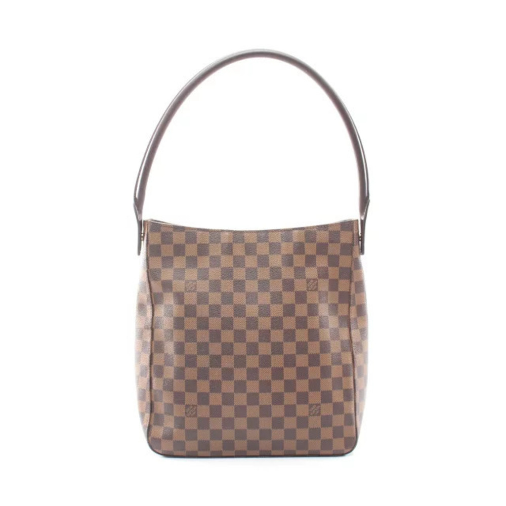 Louis Vuitton Looping Damier Ebene Brown Shoulder Bag Canvas Leather Brown